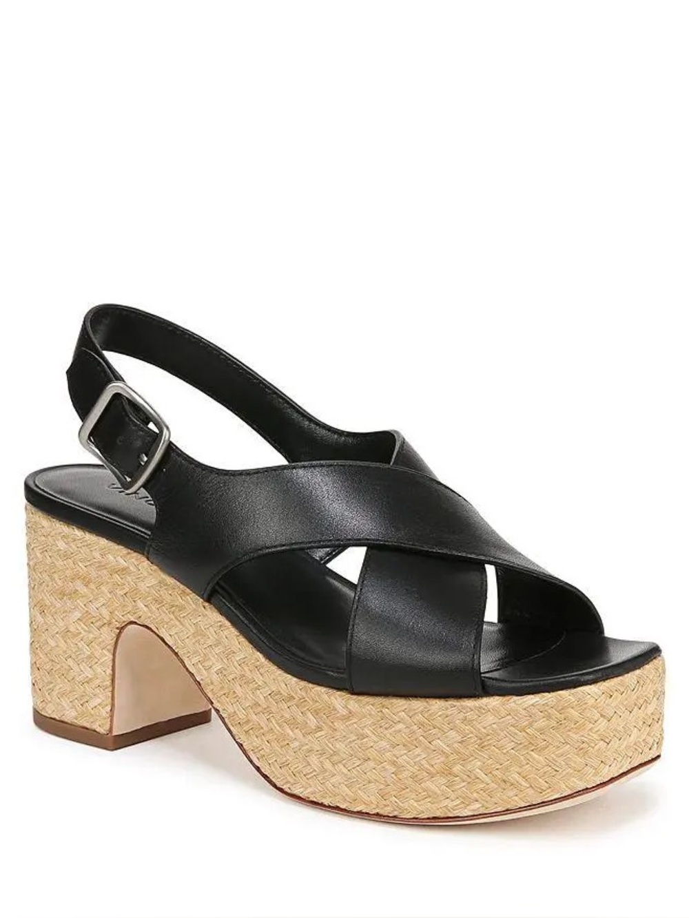 NEW Vince Clementine Black Leather Platform Sandals, Size 9